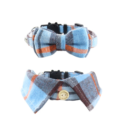 Kariertes Katzenhalsband mit Fliege