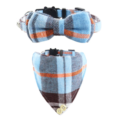 Kariertes Katzenhalsband mit Fliege