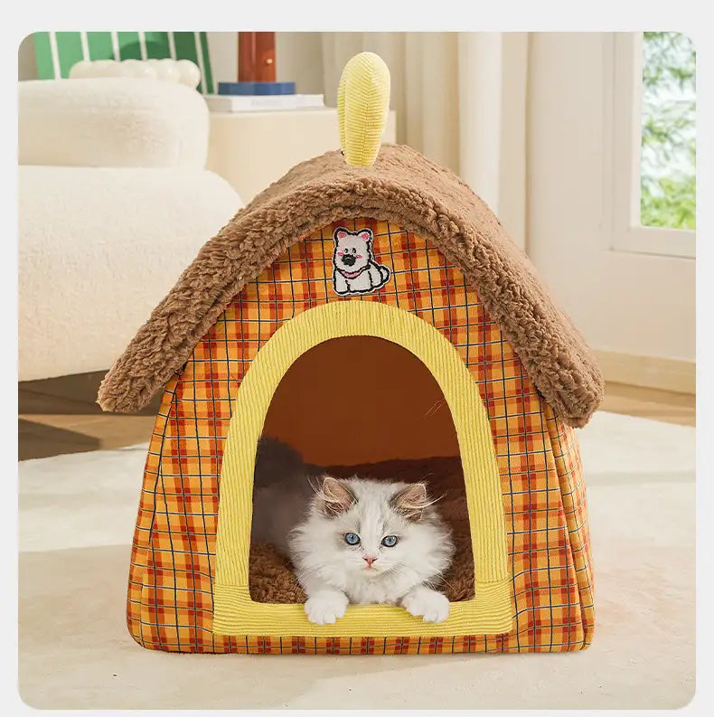 Wärmespeicherndes Plüschhaus für Haustiere