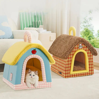Wärmespeicherndes Plüschhaus für Haustiere