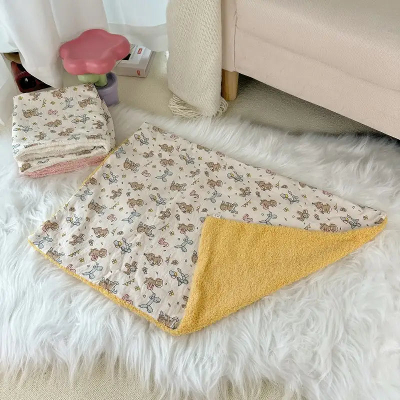 Thickened Plush Pet Blanket – Ultra Warm Washable Cute Dog & Cat Throw
